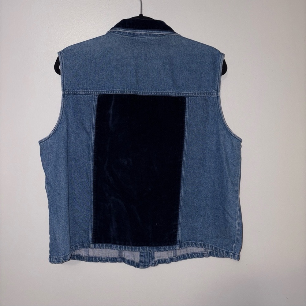 Women's Stonebridge Blue Denim & Velvet Vest 1X READ! - Picture 6 of 8